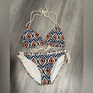 (EUC) 👙American Eagle Outfitters Vibrant Orange and Blue Bikini set, size large